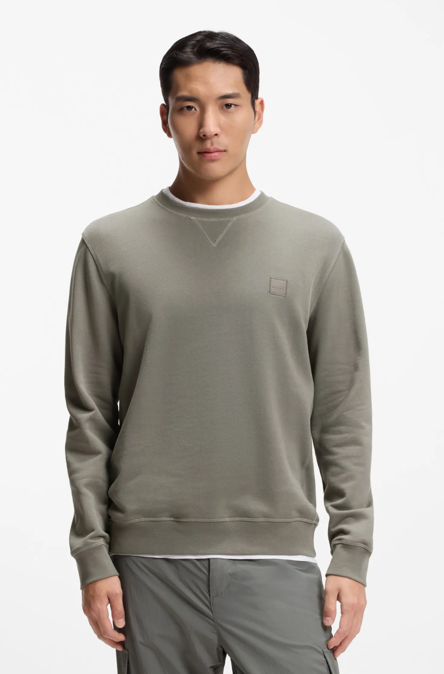 Sweatshirt aus Baumwoll-Terry mit Logo-Patch