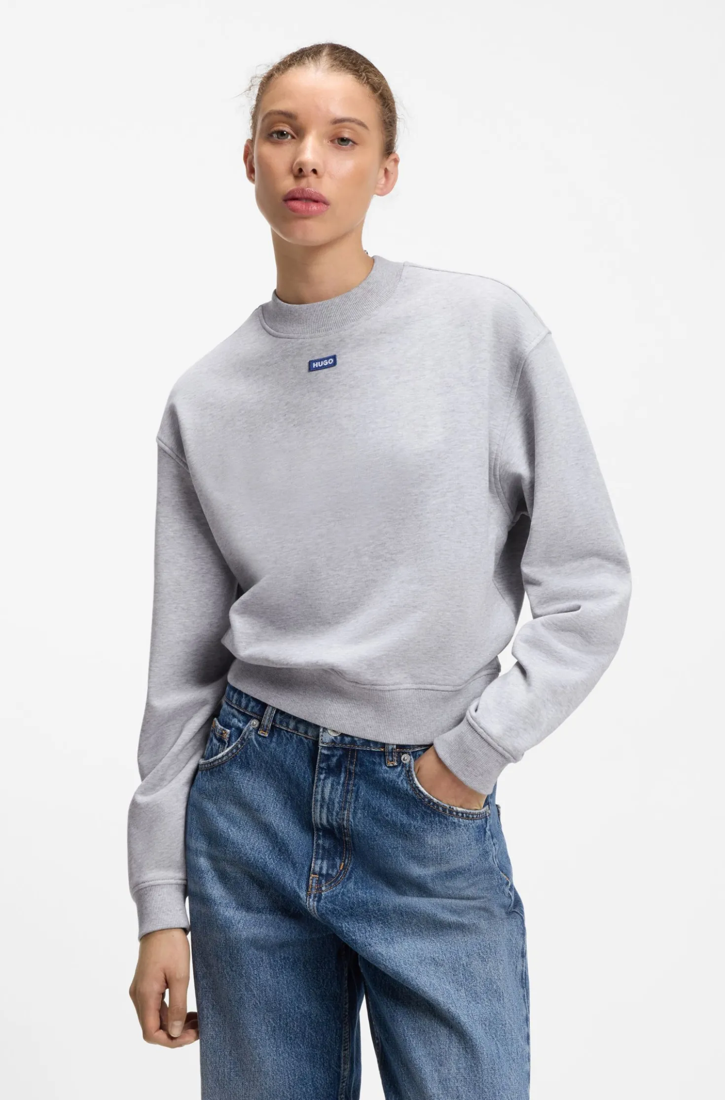 Sweatshirt aus Baumwoll-Terry mit Logo-Badge