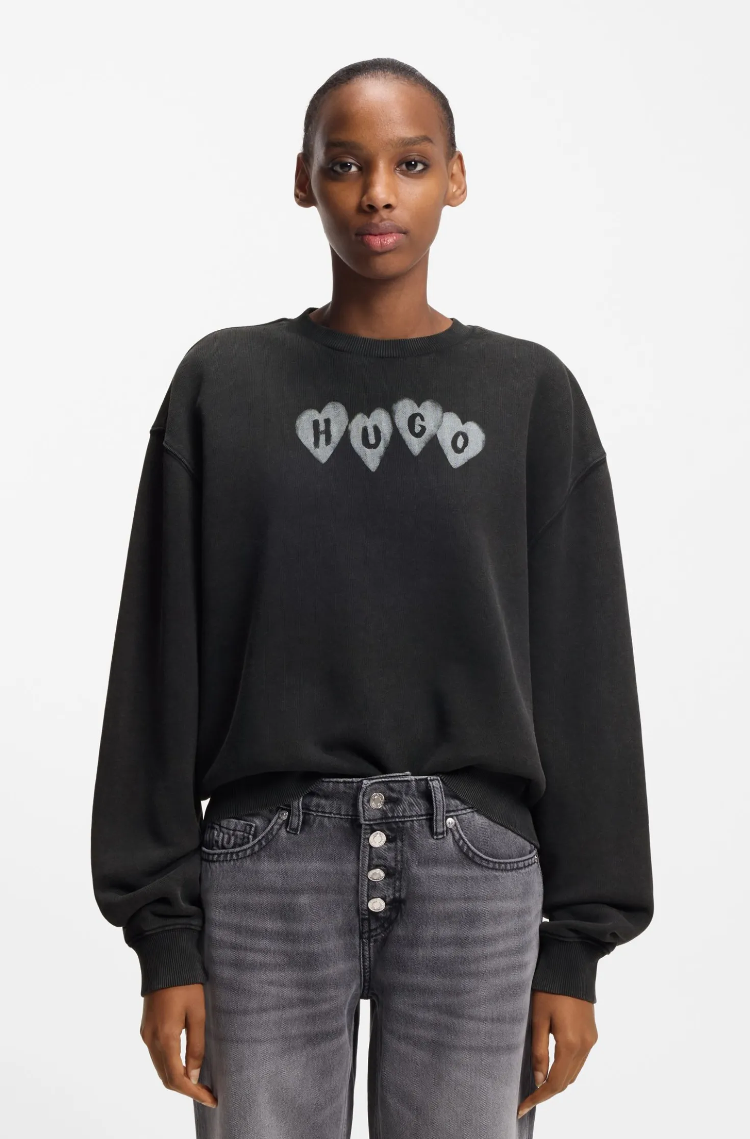 Sweatshirt aus Baumwoll-Terry mit Herz-Logo