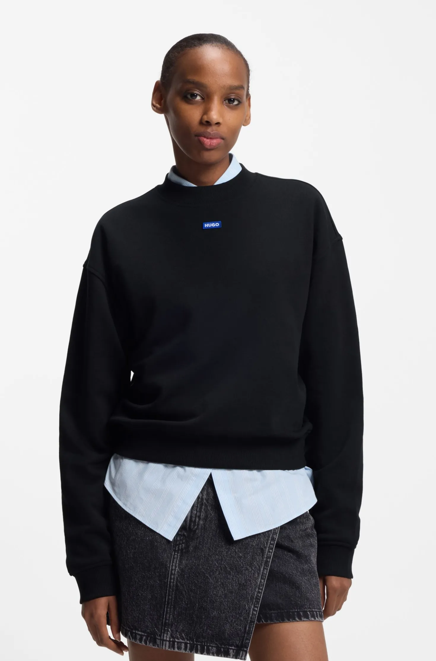 Sweatshirt aus Baumwoll-Terry mit Logo-Badge
