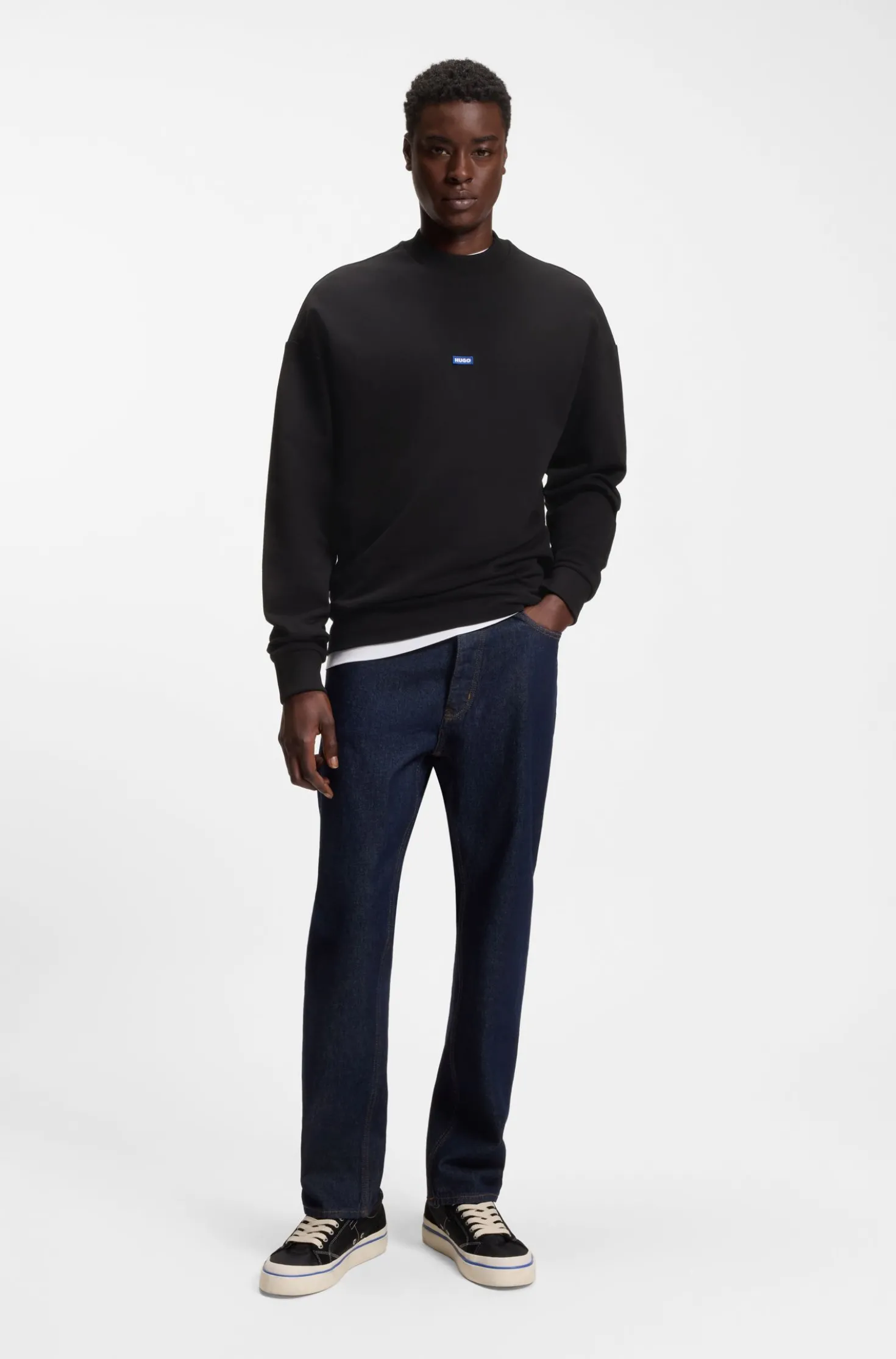 Sweatshirt aus reiner Baumwolle mit Logo-Aufnäher