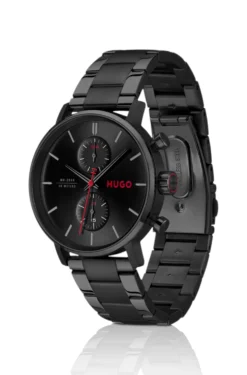 #Takeoff schwarz beschichtete Uhr mit schwarzem Zifferblatt