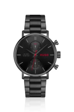 #Takeoff schwarz beschichtete Uhr mit schwarzem Zifferblatt