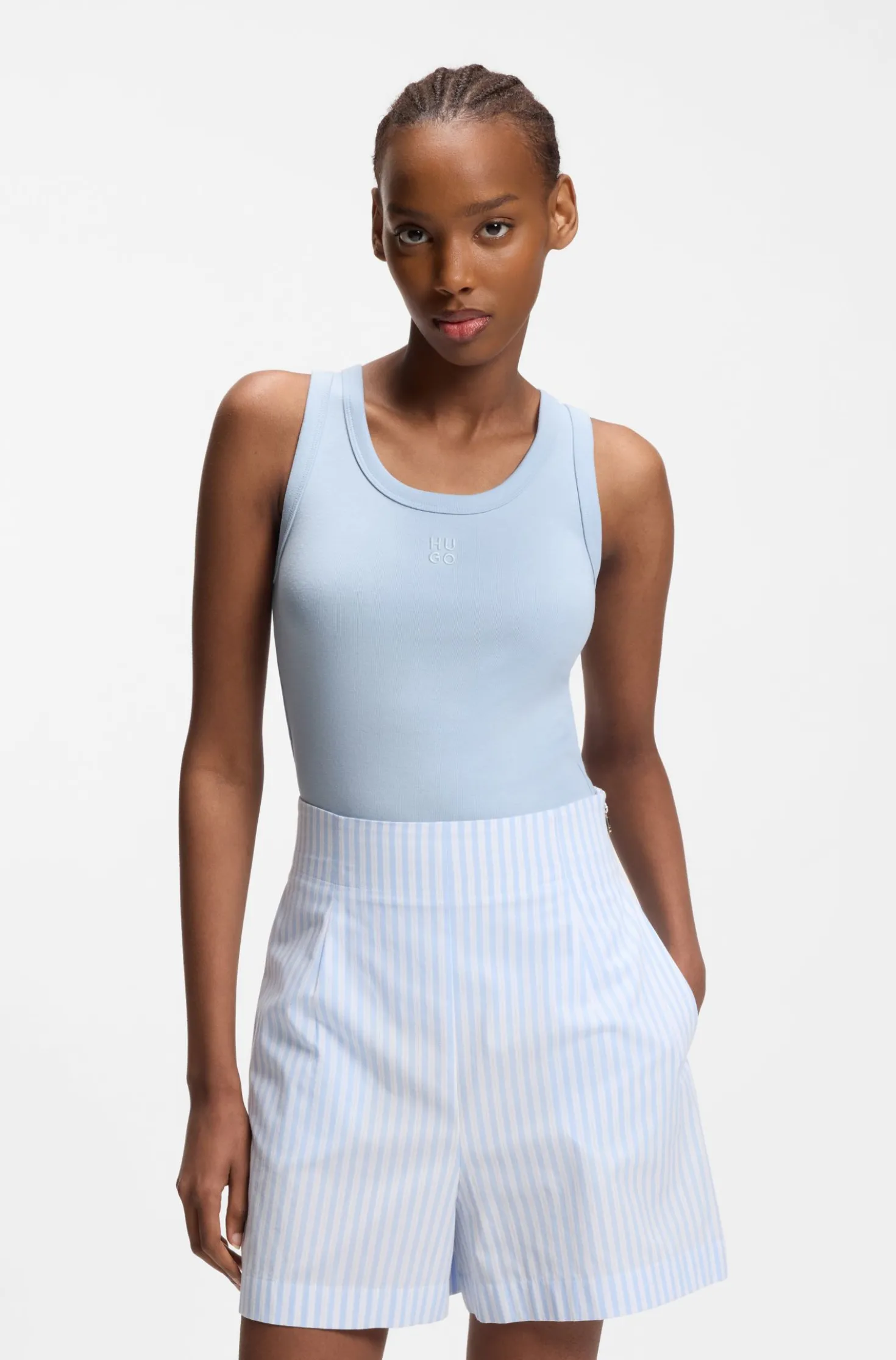 Tanktop aus Baumwoll-Mix mit Stack-Logo-Stickerei