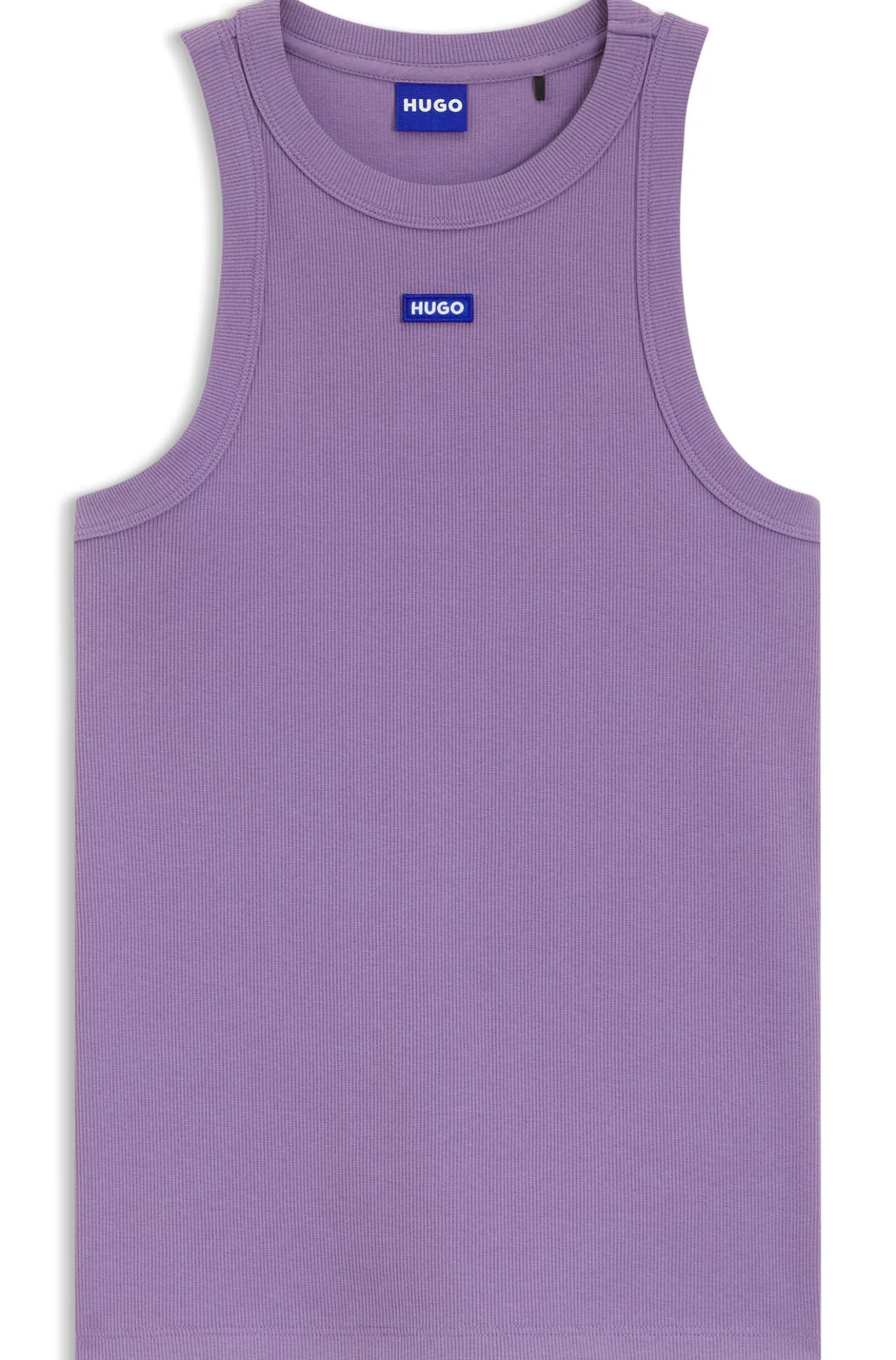 Tanktop aus Stretch-Baumwolle mit blauem Logo-Label