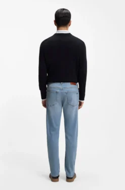 Tapered-Fit Jeans aus blauem Super-Stretch-Denim