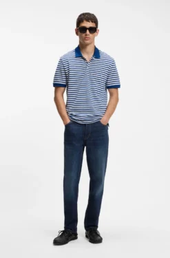 Tapered-Fit Jeans aus dunkelblauem Stretch-Denim