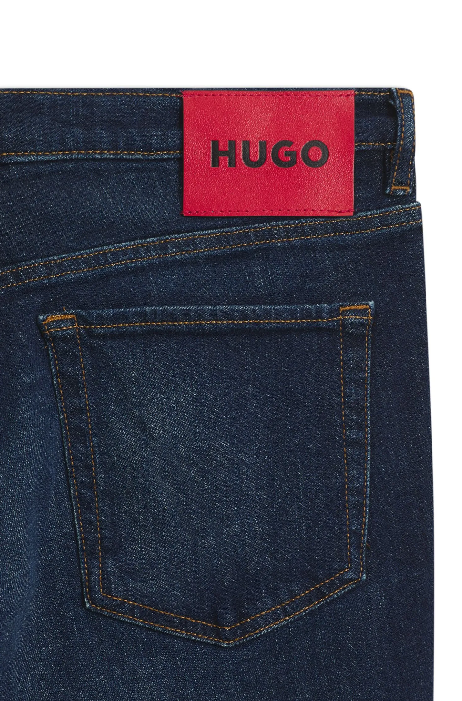 Tapered-Fit Jeans aus dunkelblauem Stretch-Denim