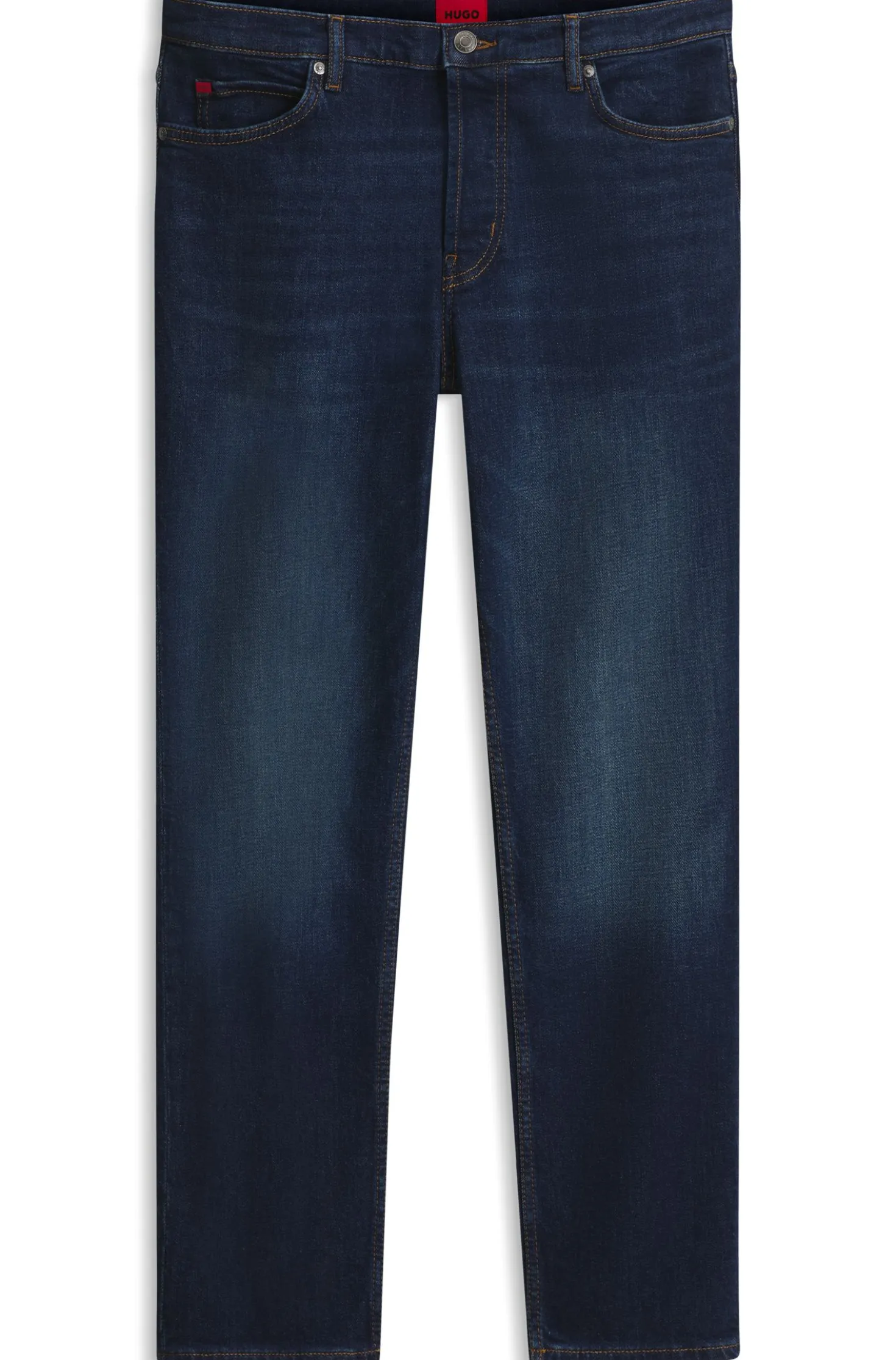 Tapered-Fit Jeans aus dunkelblauem Stretch-Denim