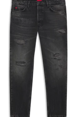 Tapered-Fit Jeans aus grauem Baumwoll-Denim