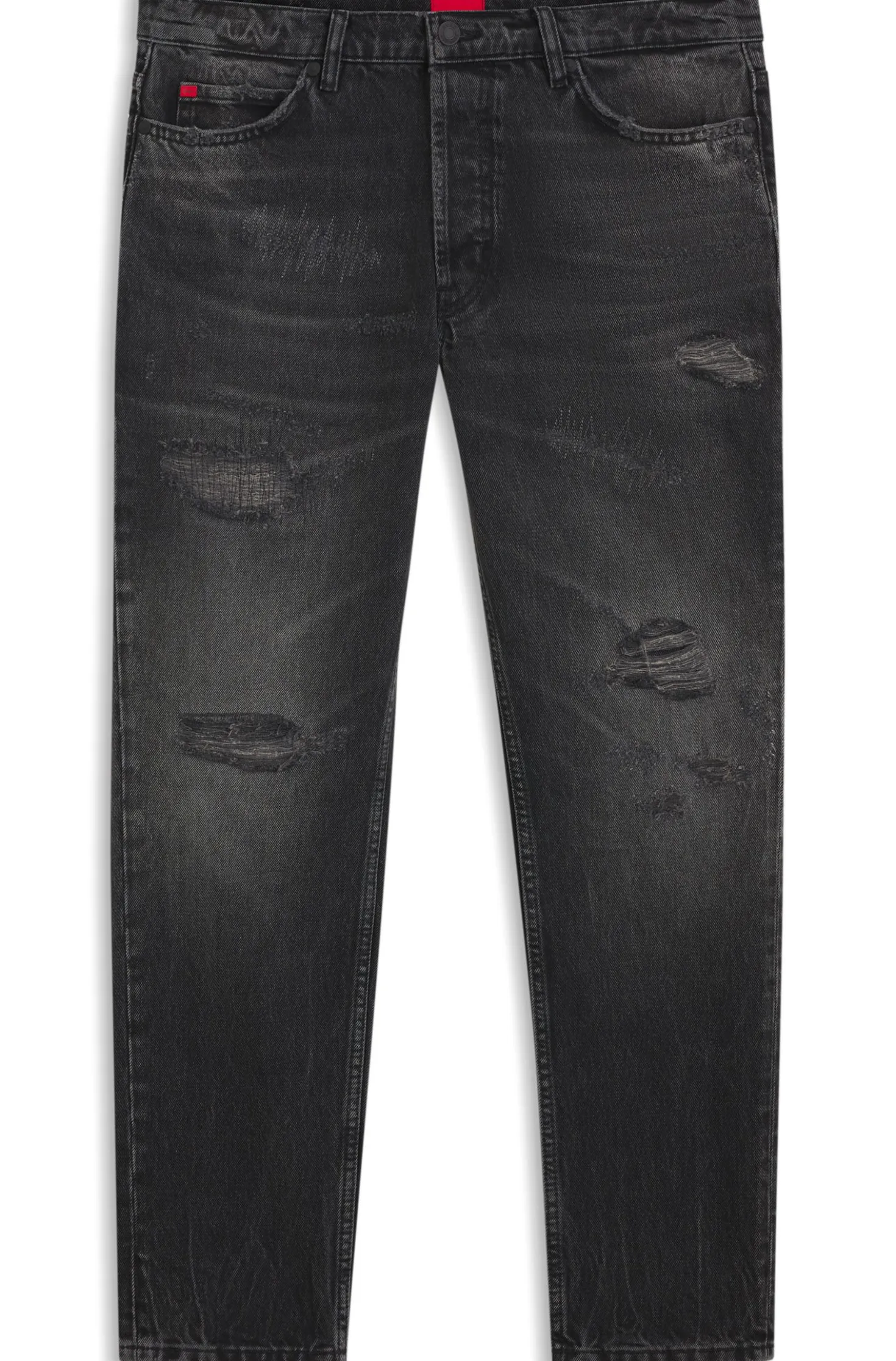 Tapered-Fit Jeans aus grauem Baumwoll-Denim