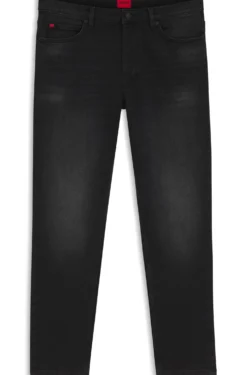 Tapered-Fit Jeans aus schwarzem Stretch-Denim