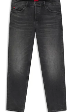 Tapered-Fit Jeans aus schwarzem Stretch-Denim