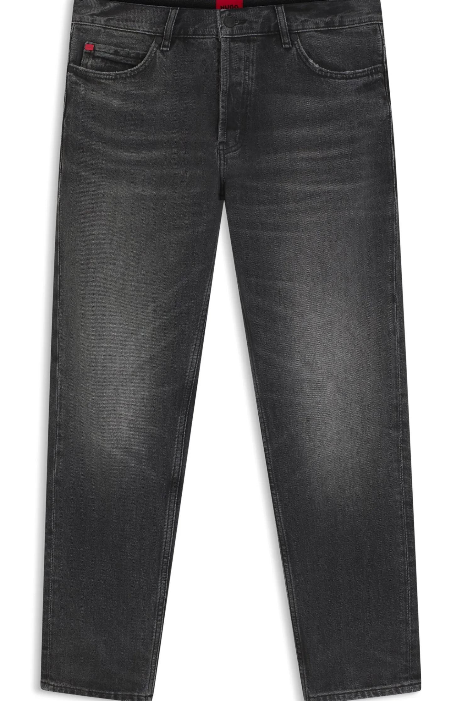 Tapered-Fit Jeans aus schwarzem Stretch-Denim