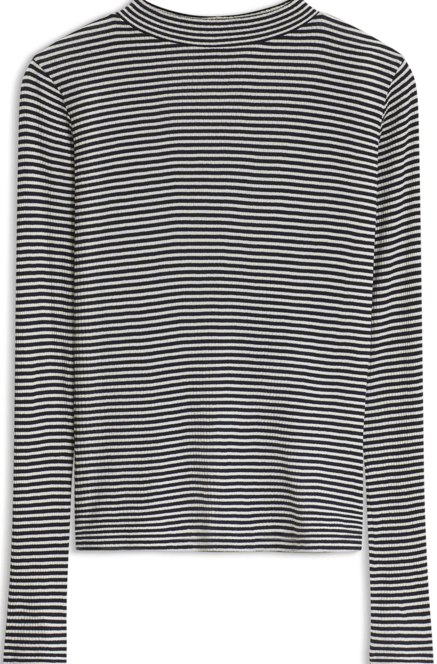 Top aus Baumwoll-Krepp mit Stehkragen und Streifen-Dessin