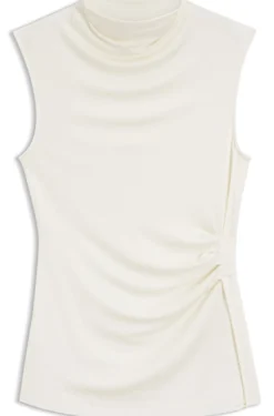 Top aus Stretch-Jersey mit drapiertem Kragen