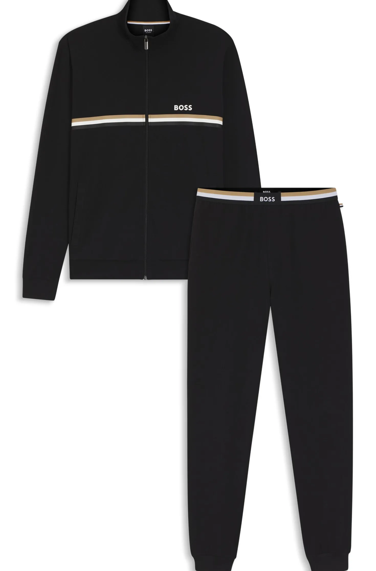 Trainingsanzug-Set aus Stretch-Baumwolle mit Logo und charakteristischem Streifen