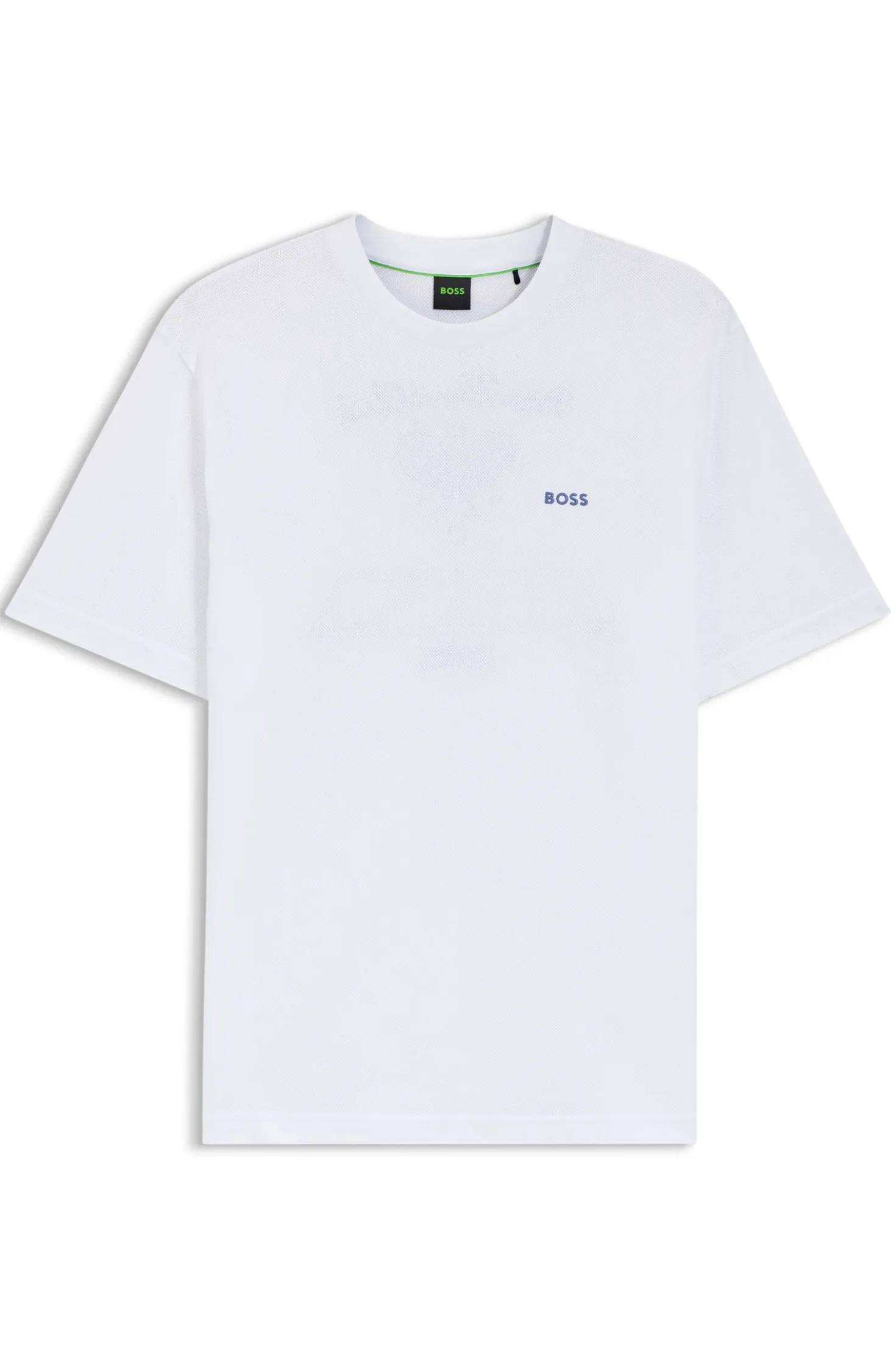 T-Shirt aus Baumwolle in Mesh-Optik mit gesticktem Artwork