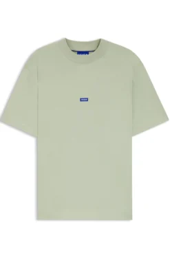 T-Shirt aus Baumwolle mit geripptem Ausschnitt und Logo-Badge