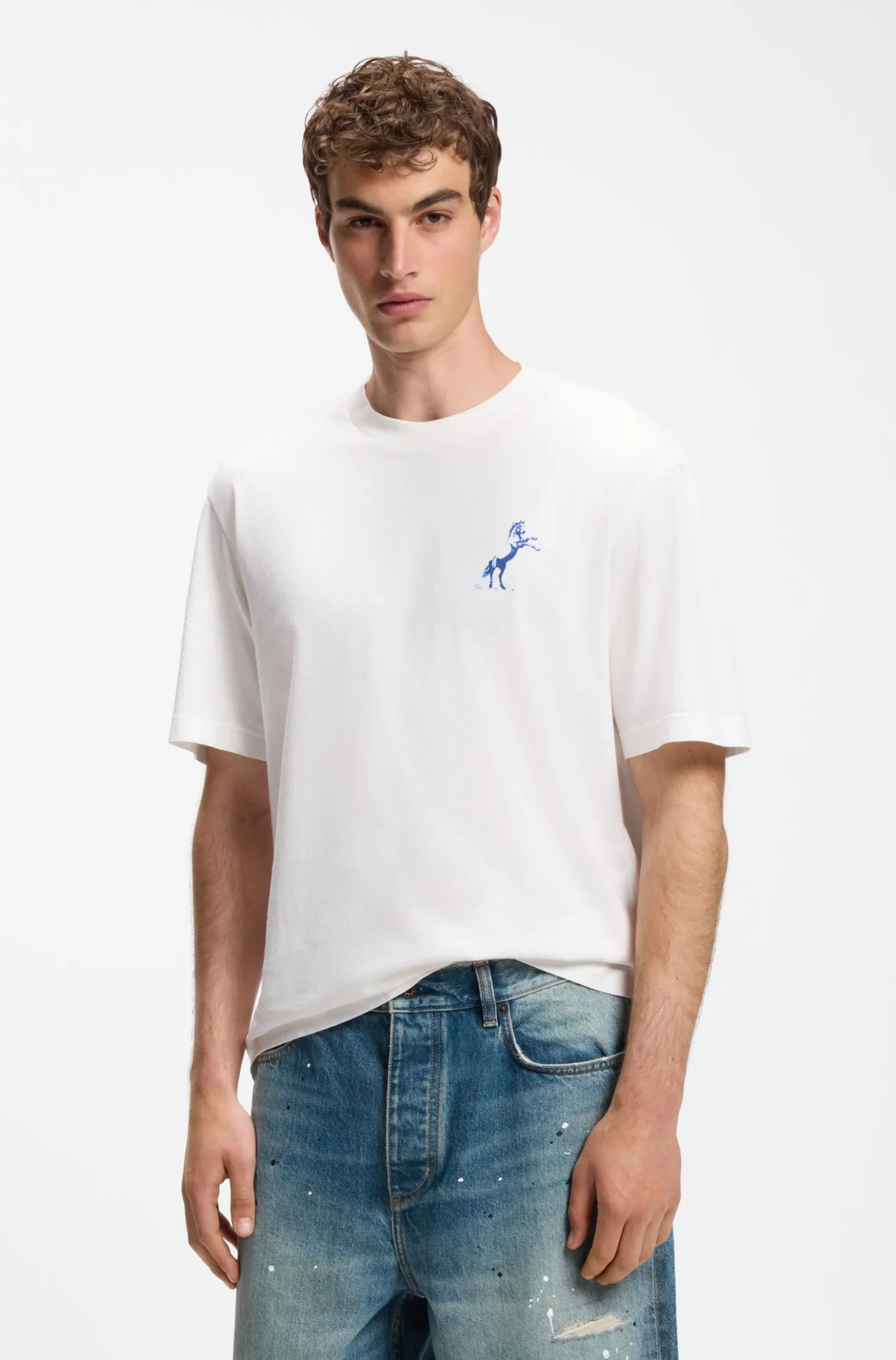 T-Shirt aus Baumwolle mit Wüsten-Print und Rundhalsausschnitt
