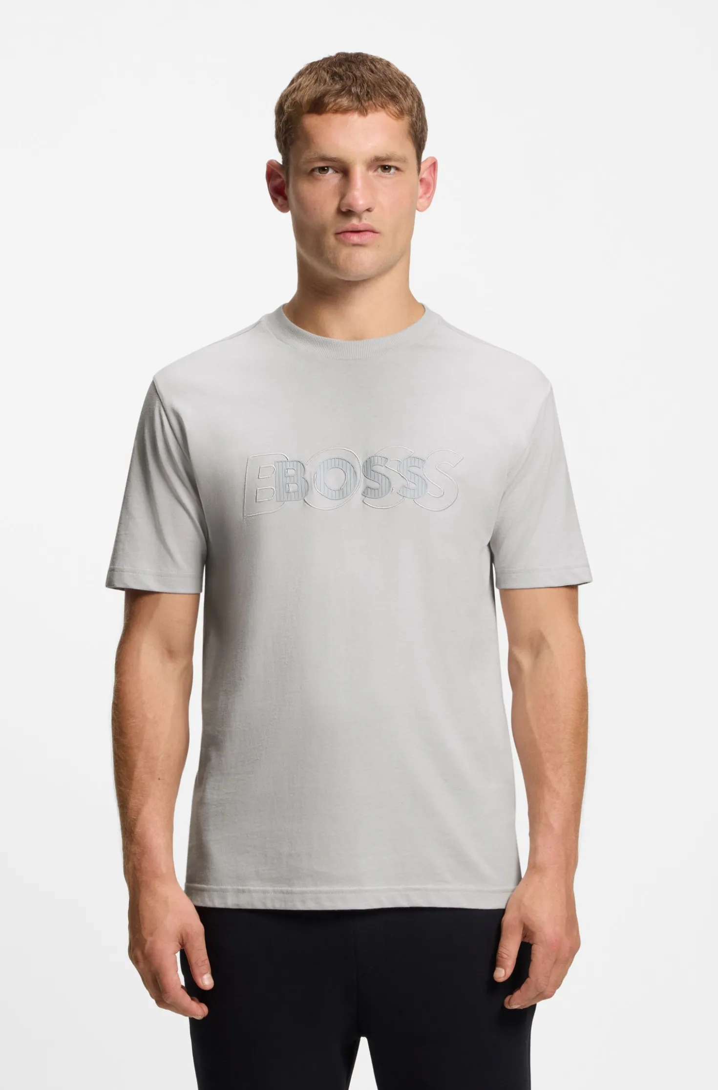 T-Shirt aus Baumwoll-Jersey mit doppeltem Logo-Artwork