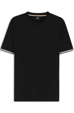 T-Shirt aus Baumwoll-Jersey mit Signature-Streifen an den Bündchen