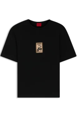 T-Shirt aus Baumwoll-Jersey mit besticktem Aufnäher