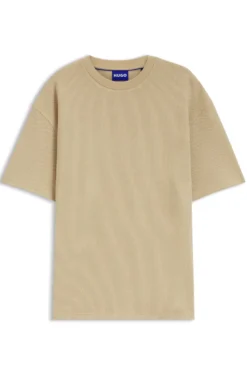 T-Shirt aus Baumwoll-Jersey mit blauem Logo-Aufnäher