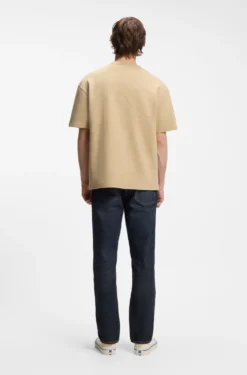 T-Shirt aus Baumwoll-Jersey mit blauem Logo-Aufnäher