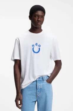 T-Shirt aus Baumwoll-Jersey mit Happy HUGO Logo