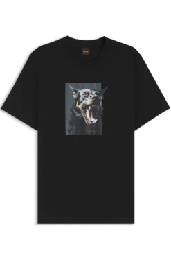 T-Shirt aus Baumwoll-Jersey mit Tier-Artwork