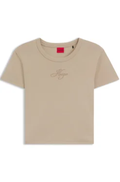 T-Shirt aus Baumwoll-Mix mit Logo-Stickerei