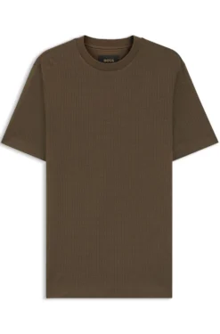 T-Shirt aus Baumwoll-Mix mit Seide und geometrischem Jacquard-Muster