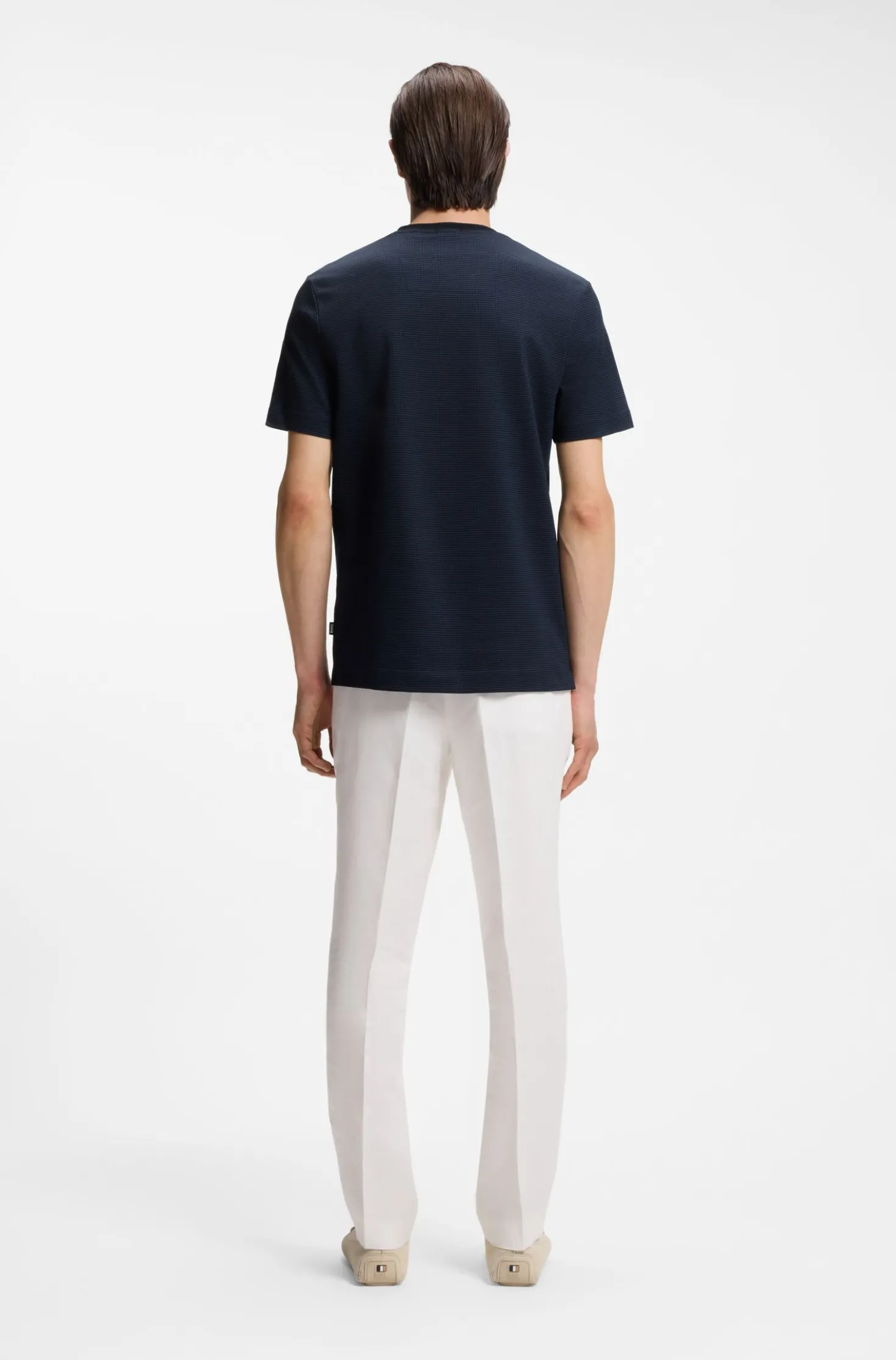 T-Shirt aus merzerisierter Baumwolle mit dreifarbigem Jacquard-Muster