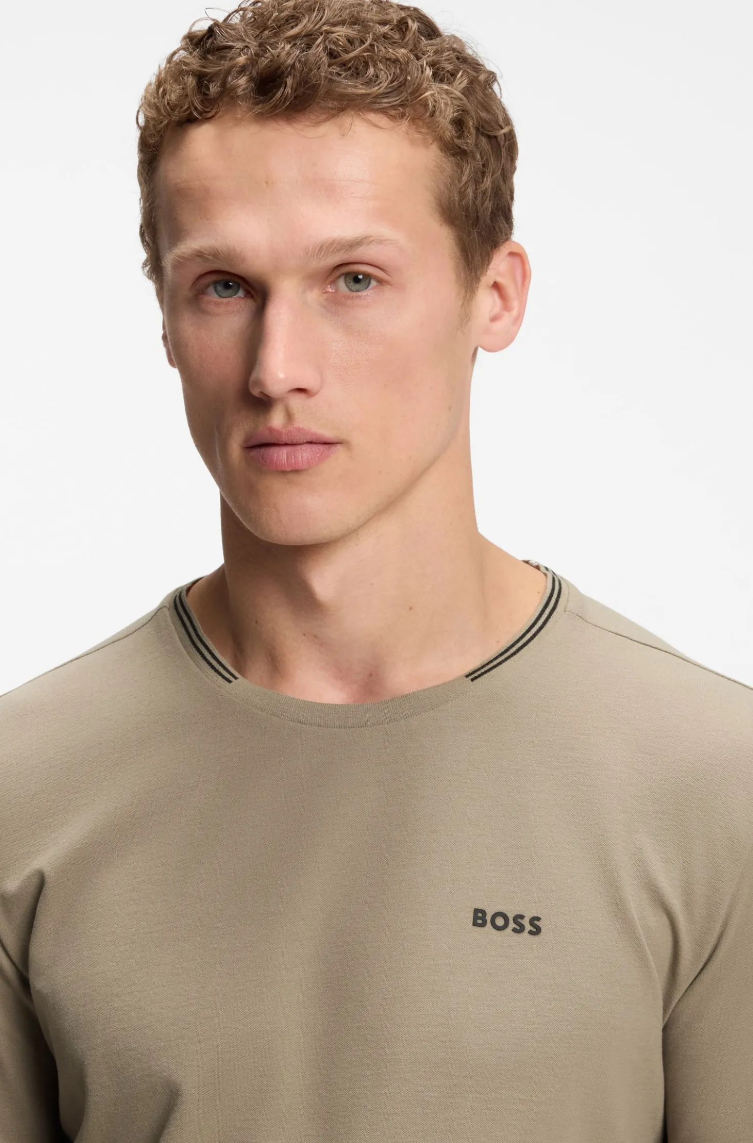 T-Shirt aus Stretch-Baumwolle mit Streifen und Logo