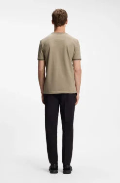 T-Shirt aus Stretch-Baumwolle mit Streifen und Logo