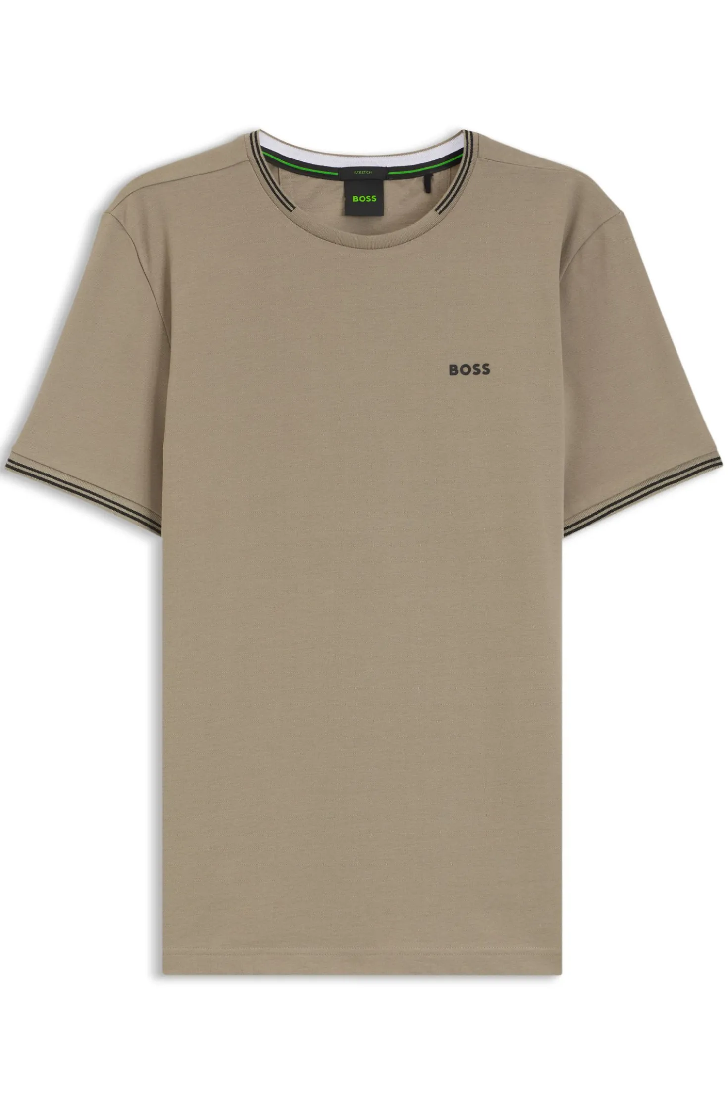T-Shirt aus Stretch-Baumwolle mit Streifen und Logo