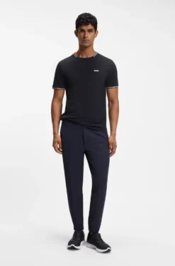 T-Shirt aus Stretch-Baumwolle mit Streifen und Logo