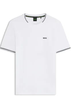 T-Shirt aus Stretch-Baumwolle mit Streifen und Logo