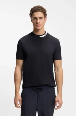 T-Shirt aus Stretch-Baumwolle mit Logo-Kragen