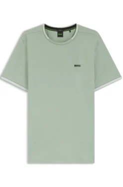 T-Shirt aus Stretch-Baumwolle mit Streifen und Logo