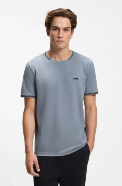 T-Shirt aus Stretch-Baumwolle mit Streifen und Logo
