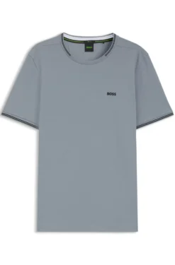 T-Shirt aus Stretch-Baumwolle mit Streifen und Logo