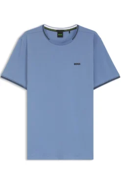 T-Shirt aus Stretch-Baumwolle mit Streifen und Logo