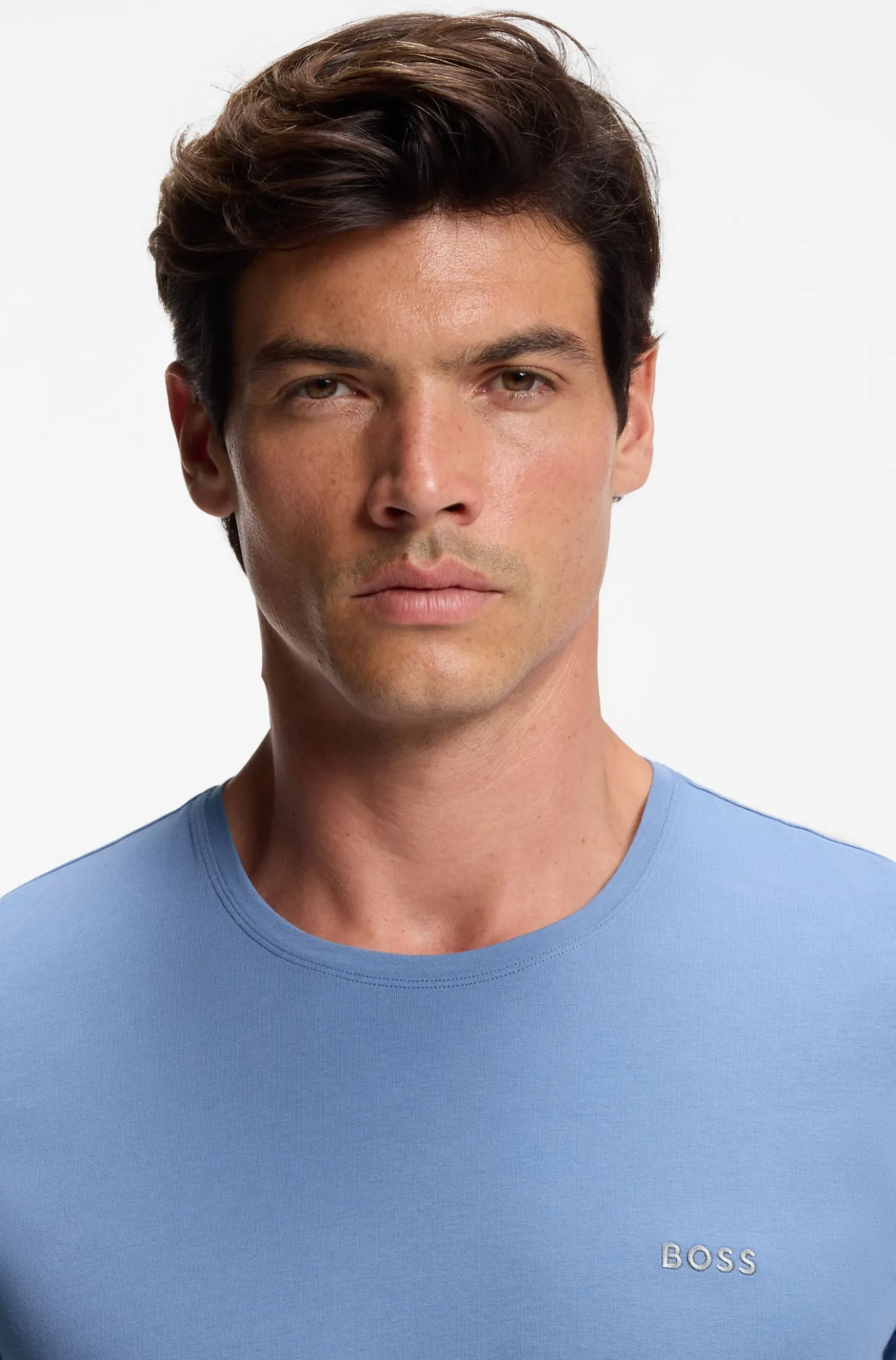 T-Shirt aus Stretch-Baumwolle mit Logo-Stickerei