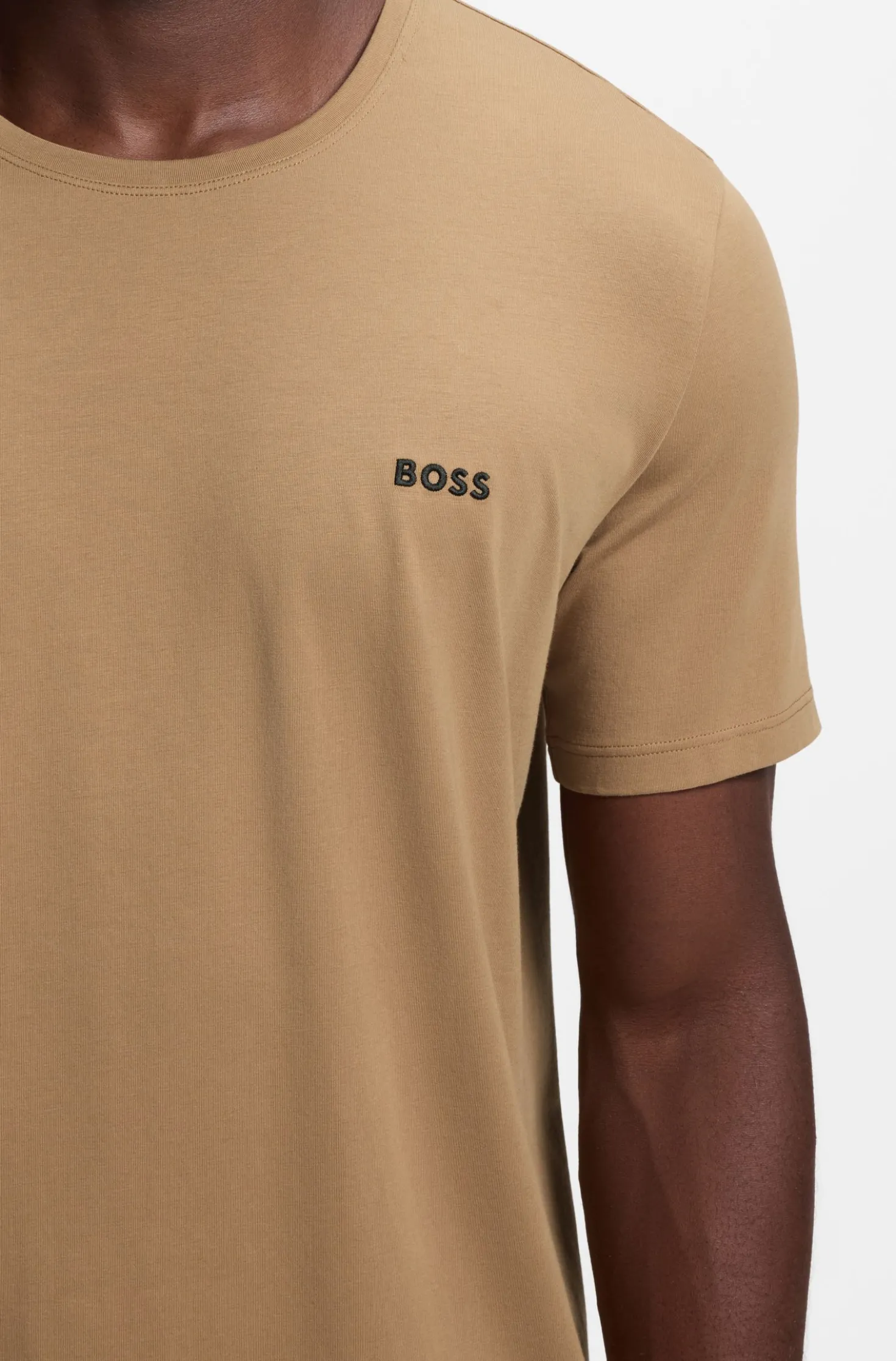 T-Shirt aus Stretch-Baumwolle mit Logo-Stickerei