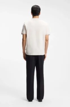 T-Shirt aus strukturierter Baumwolle mit Streifen an den Bündchen