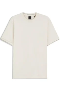 T-Shirt aus strukturierter Baumwolle mit Streifen an den Bündchen