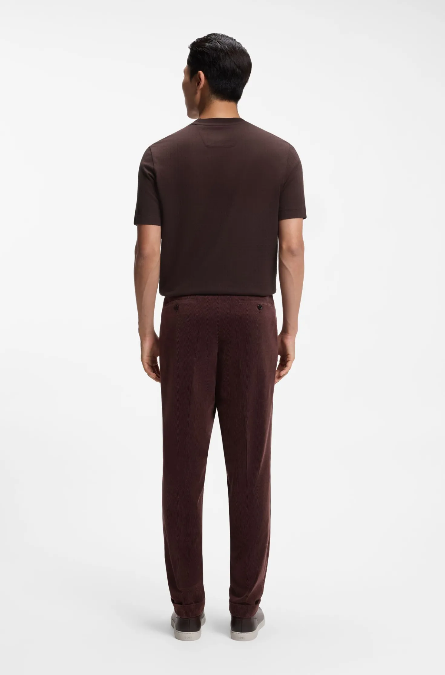 T-Shirt mit Windowpane-Karo aus Baumwoll-Mix mit Seide