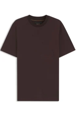 T-Shirt mit Windowpane-Karo aus Baumwoll-Mix mit Seide